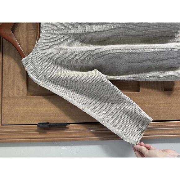 Poetry Taupe 3/4 Button Sleeve Knit Sweater Cotton/Linen Blend Women’s size 10 - Picture 2 of 9